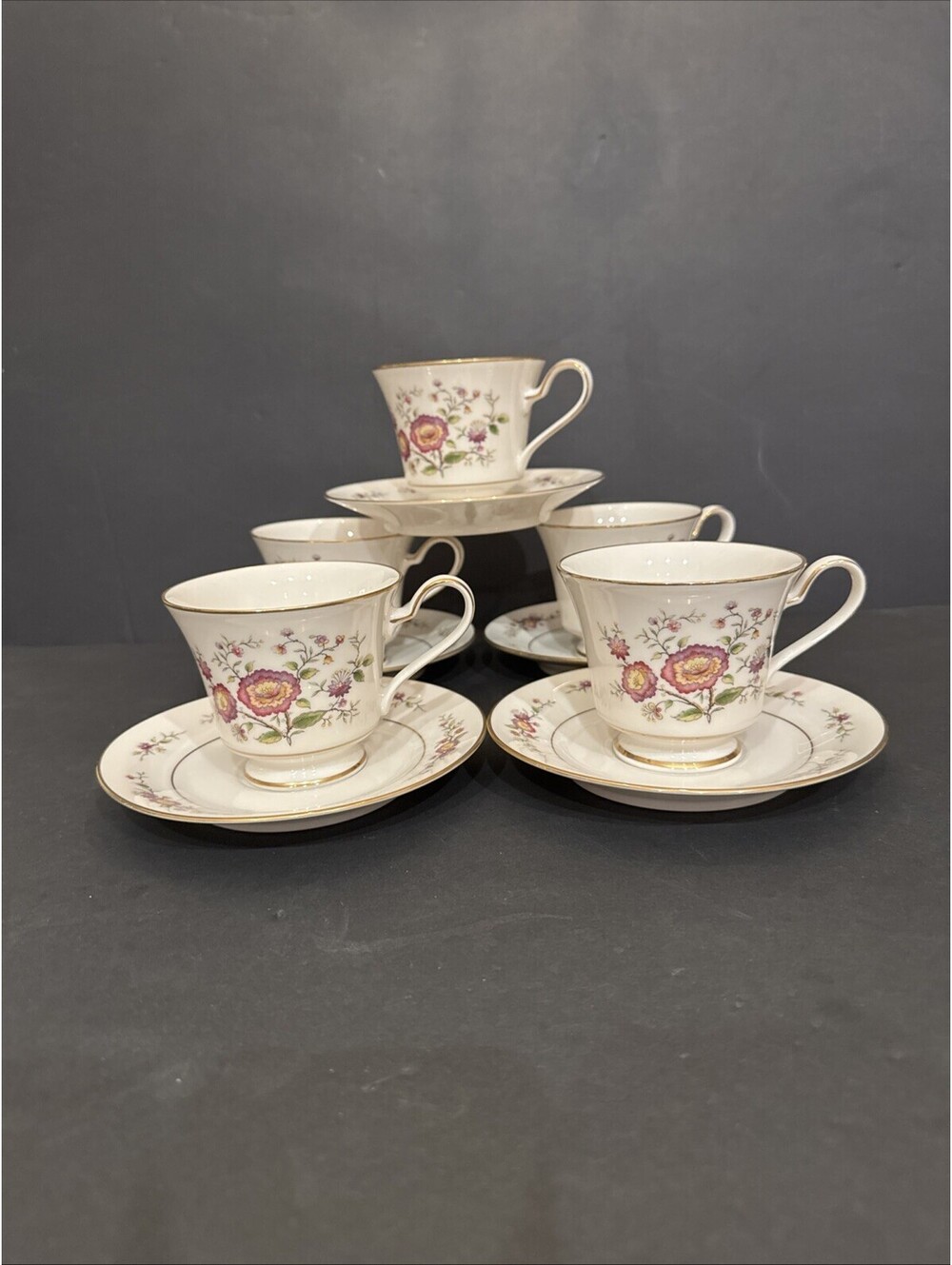 Noritake (5) Asian Song Coffee Tea Cup And Saucer Sets Japan